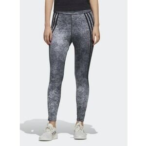 Adidas Women's Gray Black Aeroready Static Print 3-Stripe Leggings Size S